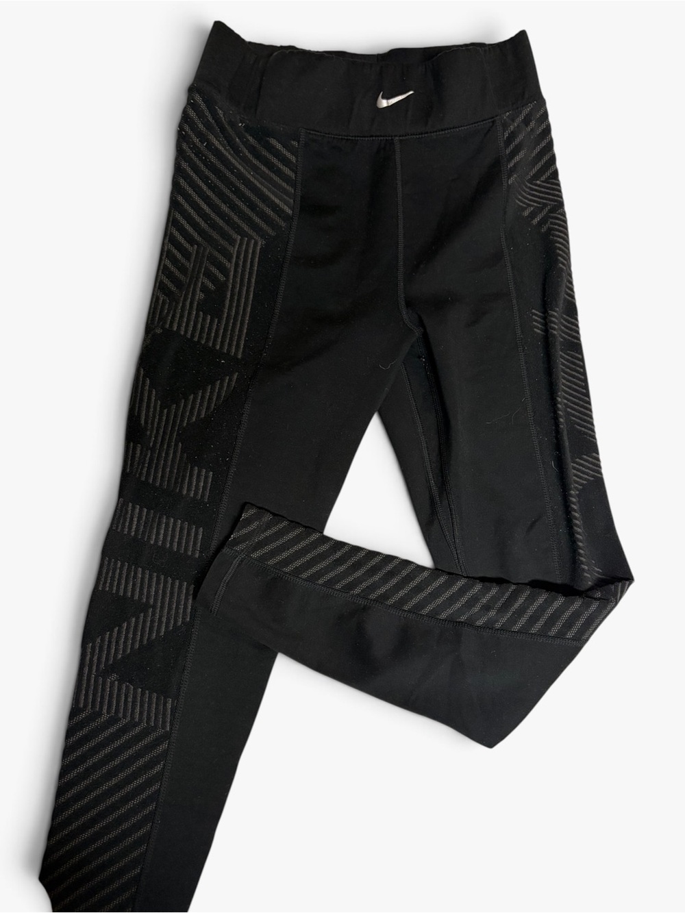 Nike Black Athletic Leggings With Logo Detail